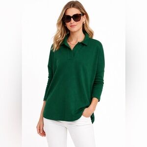 Pomander Place Green Tuckerneck Easy Polo Swing Sweatshirt